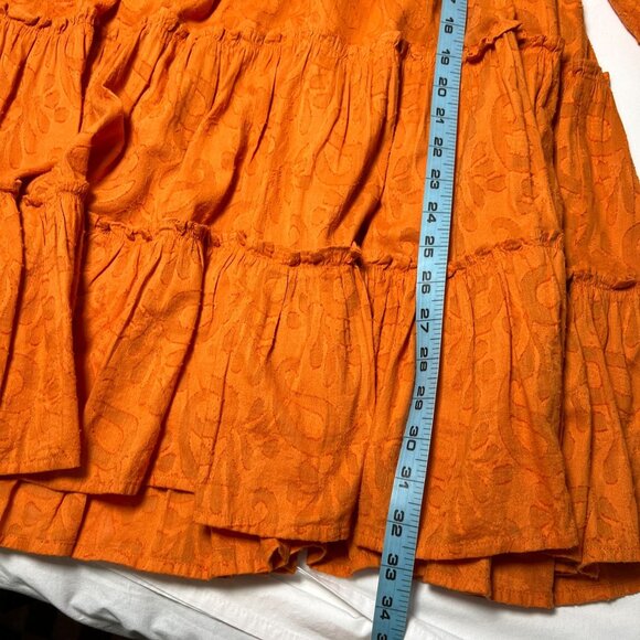NWT Cleobella Blythe Mini Dress in Bright Orange Floral Jacquard Tiered Boho XS - Picture 12 of 16